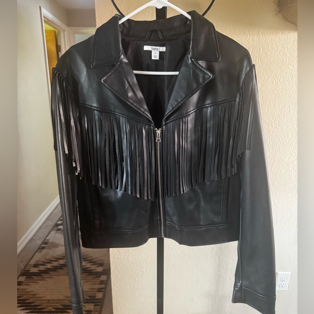 Black Fringe Leather Jacket